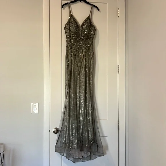 open lace back dress Sky Blue Beaded Long Prom Dresses Pearls Tulle Cute Prom Dress 2019 ARD1874